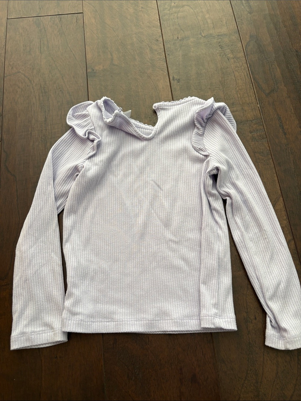 Janie and Jack Light Lavender Ribbed Ruffle Shoulder Top - Picture 4 of 4
